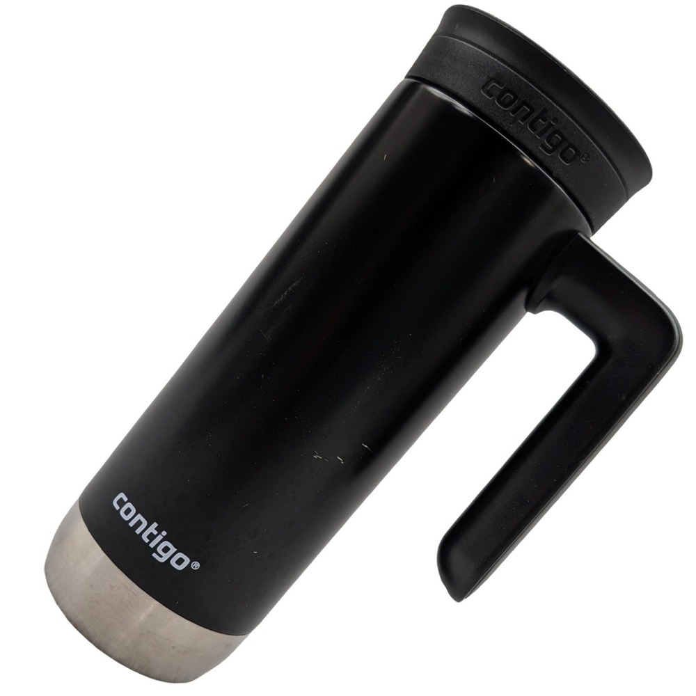 Contigo Snapseal Travel Mug Insulated Handle Black Stainless Steel 20oz